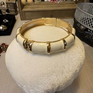 Elegant Gold and Cream Enamel Bracelet